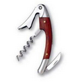 Curved Stainless Steel Corkscrew w/Burgundy Wood Inset